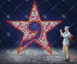 Светодиодная 3D-фигура двусторонняя Звезда с цветами"